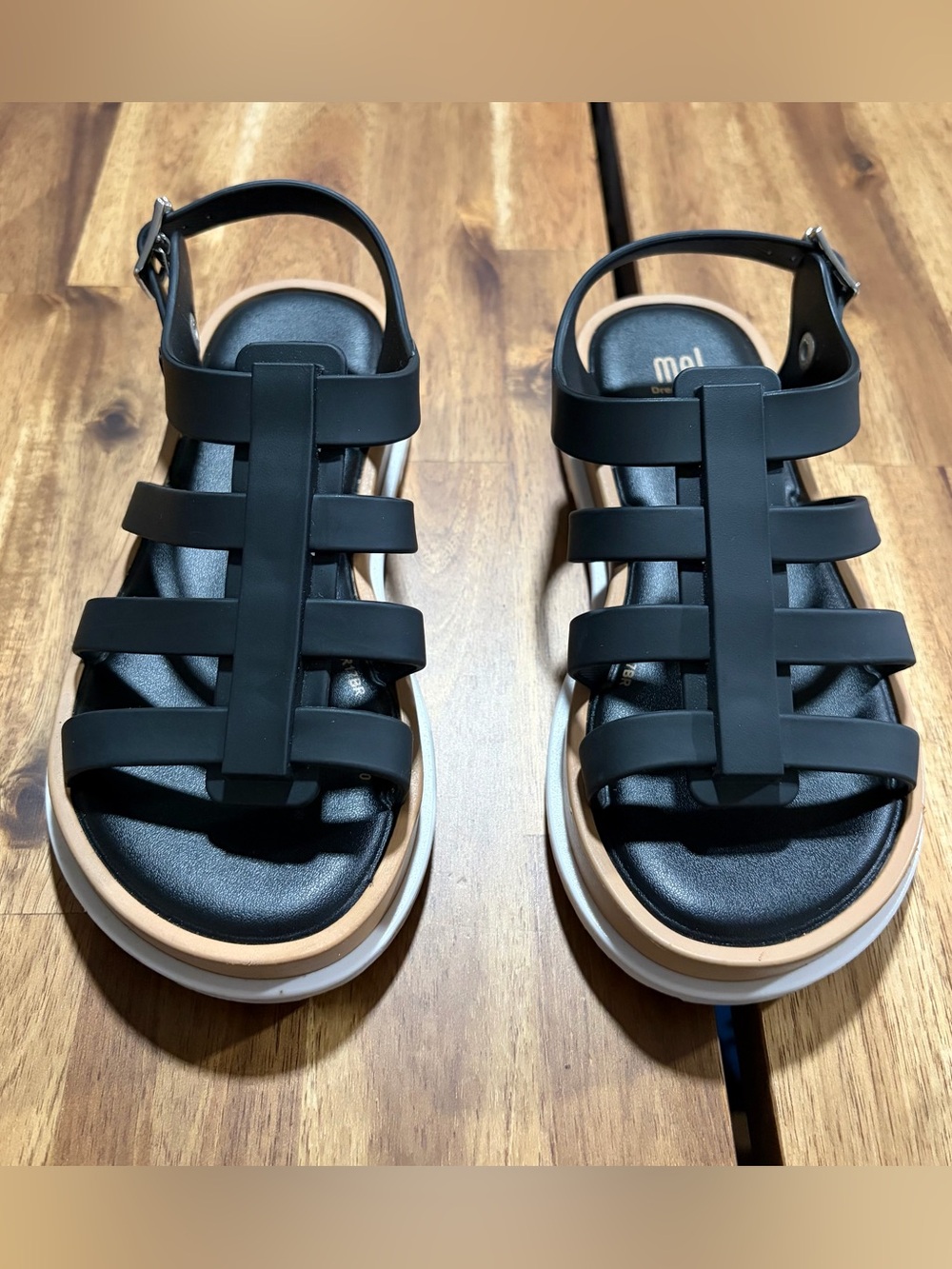 Mel Dreamed by Melissa Papete Essential Black & White Platform Sandals US 1